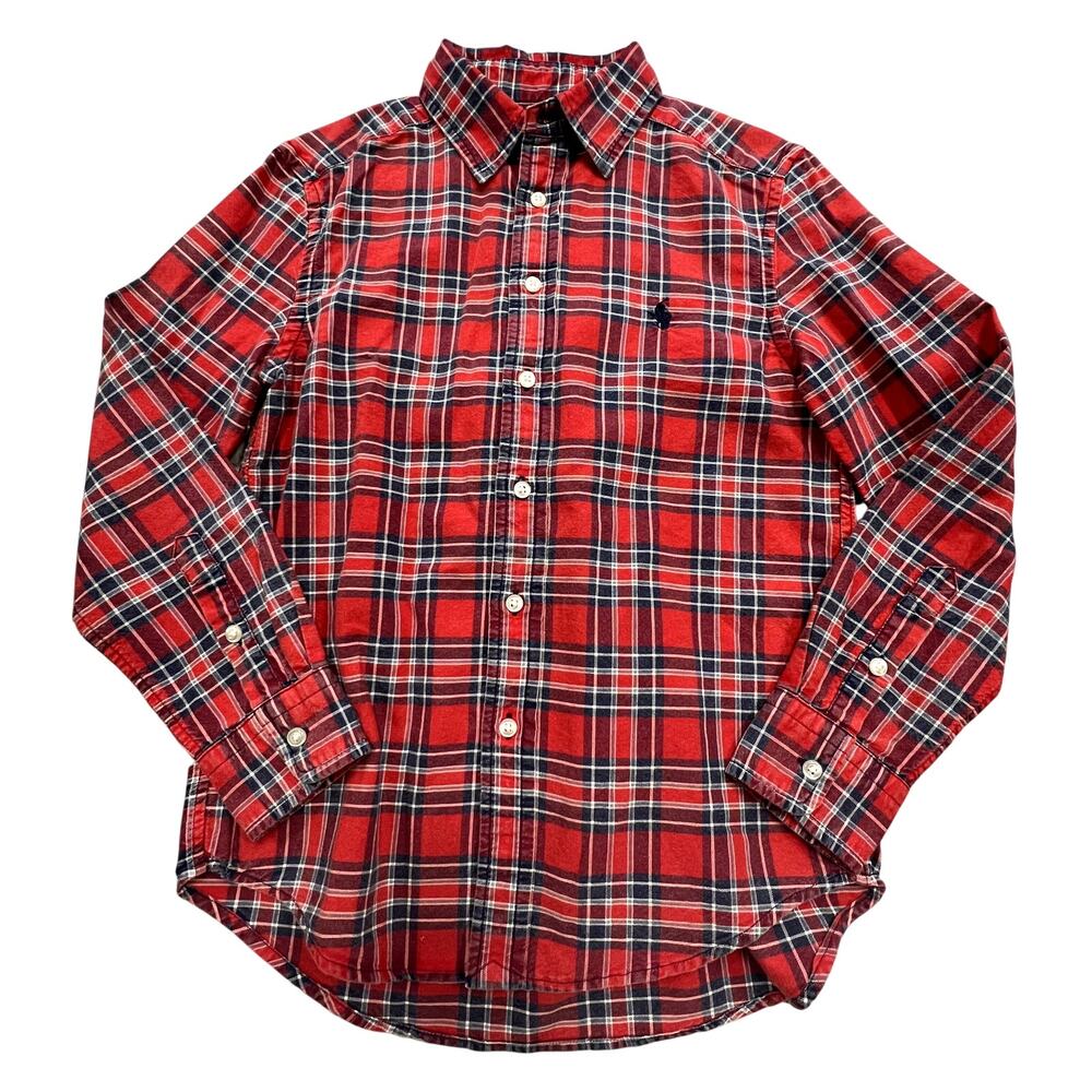 Polo Ralph Lauren Blue Label Boys Red Button Down Size M 10/12